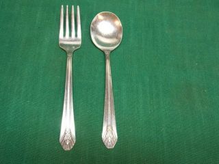 Vintage Child Baby Silverplate Spoon Fork Wm Rogers Mfg Imperial