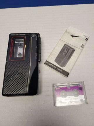 Vintage Ge 3 - 5370b Black Microcassette Tape Player / Recorder 2 Speed -