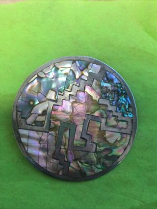 Vintage Taxco Sterling Silver Brooch & Pendant,  Abalone Inlay