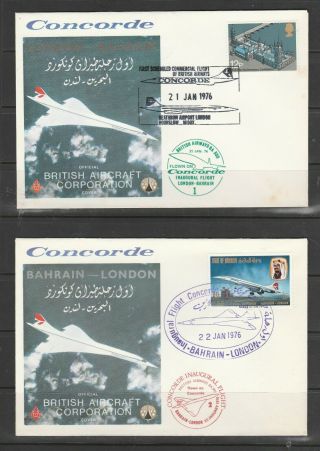 Gb,  Jan 1976 Concorde Covers.  London/bahrain/london,  Illus,  Special Canc