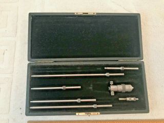 Vtg L.  S.  Starrett 2 " - 8 " Inside Micrometer Set Machine Shop Tool