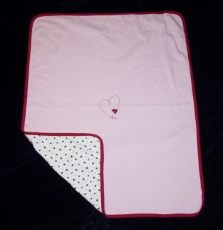 Vtg Gymboree 2003 Love Heart Ladybug Baby Girl Cotton Blanket Pink White Red