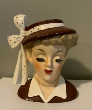 Vintage 1956 Napco C2633a Lady Head Vase Planter Collectible Lucy Lucille Ball