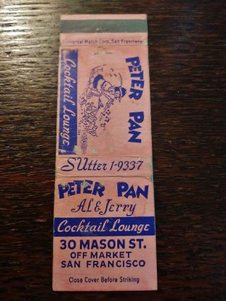 Vintage Matchcover: Peter Pan Cocktail Lounge,  San Francisco,  Ca 06