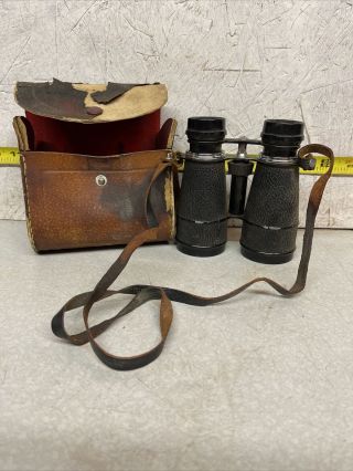 Vintage Black Vicki Binoculars 4x40 With Leather Case Made In Japan