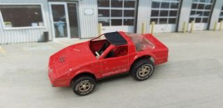 Vintage Red Darda Racing Chevrolet Chevy Corvette Wind - Up Car - Broken Windshield