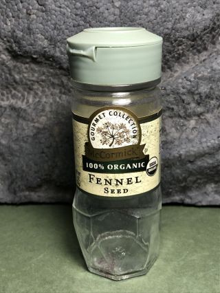 Vintage Mccormick | Spice Jar | Green Lid | Gourmet | Fennel Seed | Empty