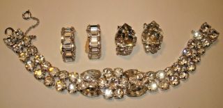 Vintage Eisenberg Ice Signed Clear Rhinestone Silvertone Bling Jewelry Bracelet