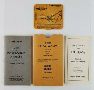 Vintage 1950 Trig Easy Trigonometry Charts Instructions For Draftsmen Engineers