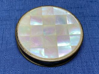 Vintage Max Factor Creme Puff Compact Mother Of Pearl Mop Powder Mirror Vanity