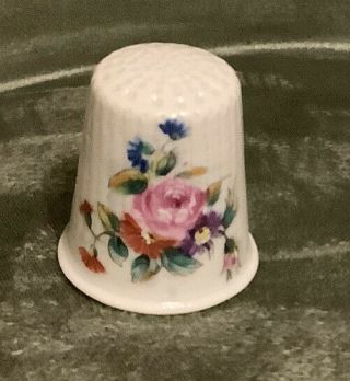 Vintage Porcelain Thimble Limoges France Pink Rose Floral/flowers 1” H X 3/4” W