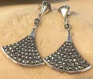 Vintage Jewellery Art Deco Style Sterling Silver And Marcasite Earrings By Tjm