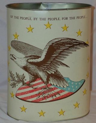 Vintage Cheinco Usa Tin Trashcan The American’s Creed 1918 Eagle Stars Stripes