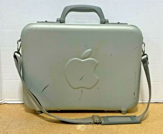 Vintage Apple Hard Shell Computer Briefcase Carrying Case W/ Strap Grey 15x11x3 "