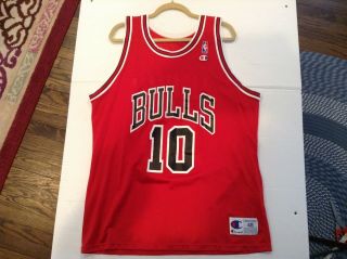 Vtg B.  J.  Armstrong 10 Chicago Bulls Red Champion Jersey Sz 48 (xl) - Cool