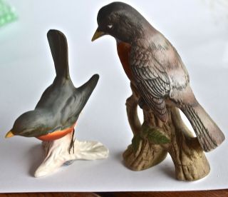 2 Vintage Robin Bird Figurines - Goebel 38533 & Lefton KW1251 3