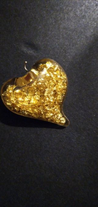 Vintage Gold Flakes Heart Pendent 1940s - 1950s