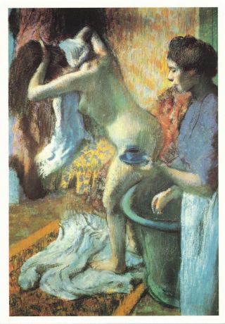 The Breakfast After The Bath 1895 - Signed Paint By Edgar Degas Vintage Postcard
