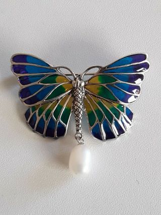 Vintage Style Sterling Silver Large Butterfly Brooch