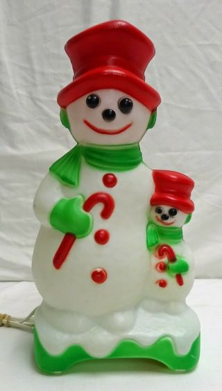 Vintage 1976 Empire Blow Mold Two Sided Snowman