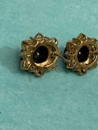 Vintage Goldtone And Black Onyx Stud Earrings Unsigned High End 2