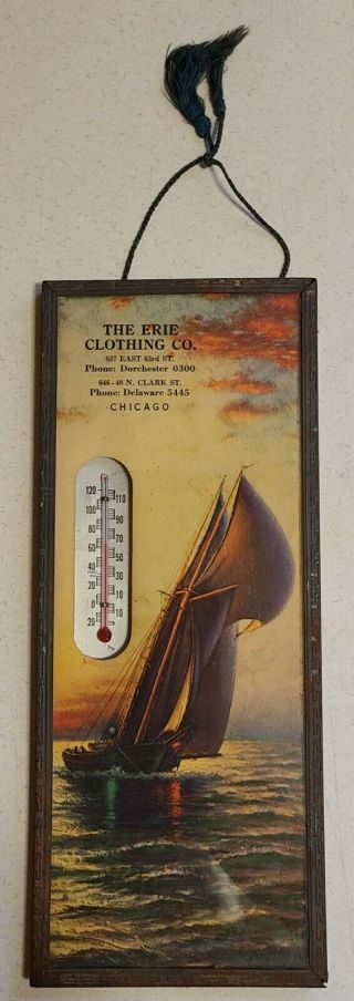 Vintage Advertising Thermometer Erie Clothing Co.  Chicago,  Il Four Digit Phone