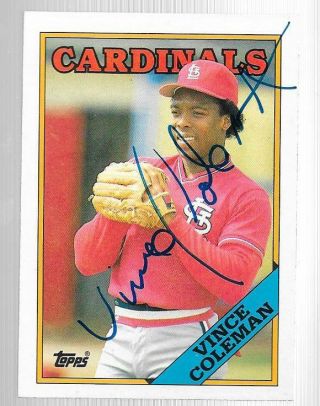 1988 Topps - Vince Coleman - Hand Signed Autograph Vintage Card 260 Cardinals