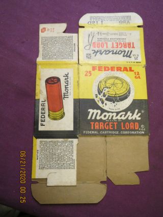 Vintage Federal Monark 12 Gauge Target Load Ammo Shell Box - Empty
