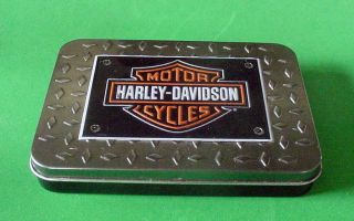 Harley Davidson Motor Cycles Tin Box With Two Decks Casino Cards