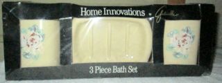 Vintage 3 Piece Bath Set Soap Dish Cup & Toothbrush Holder In Package
