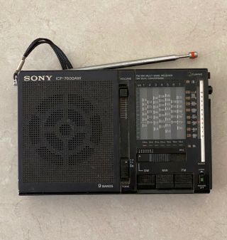 Sony Icf - 7600aw Fm Am Sw Multiband World Receiver Vintage Radio Made In Japan
