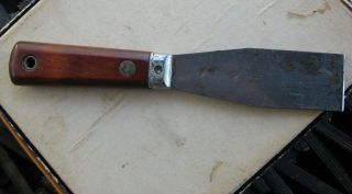 Vintage Red Devil 7 1/4 " Wood Handle Putty Knife