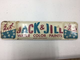Jack And Jill Water Color Tin And Paint With Brushes Vtg