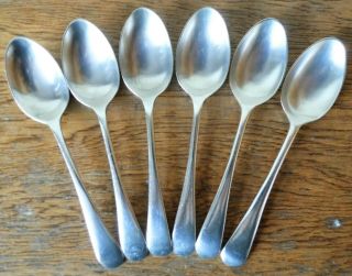 Lovely 1920 - 30s Vintage Hanoverian Set Of 6 Sheffield A1 Silver Plate Tea Spoons