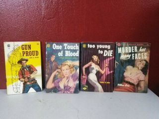(4) Vintage Graphic Mystery Paperback Crime Book Pulp Fiction Murder Gang Smut