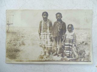 Antique Real Photo Postcard Native American Indian Children Poplar Mt School Vtg