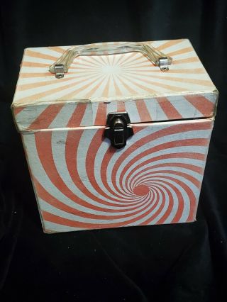 Vintage 60s Psychedelic Platter Pak Record Carrying Case Orange/white