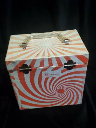 Vintage 60s Psychedelic Platter Pak Record Carrying Case orange/white 2
