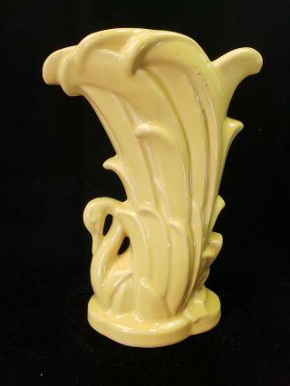 Vintage Mccoy Art Pottery Swan Vase 9 " 1940s Yellow