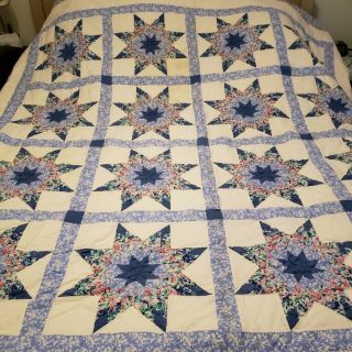 Vintage Hand Stitched Handmade Quilt Star Pattern Patchwork Piece For Crafters