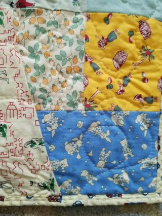 Vintage Handmade Quilt Blanket 60 X 72 Great Vintage Fabric