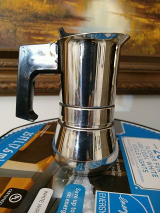 Vintage 5 " Vev Vigano One Cup Espresso Coffee Maker Stainless - Made In Italy