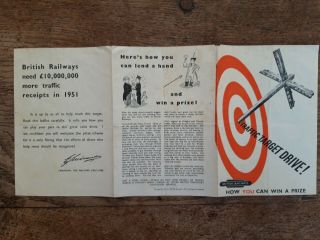 British Railways Leaflet.  Target Traffic Drive 1951 - how you can win a prize 3