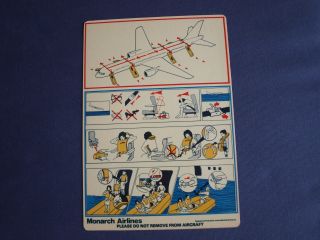 Monarch Airlines Boeing 757 Safety Card 1980 ' s/90 ' s 2