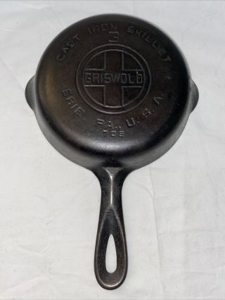 Vintage Griswold 3 Cast Iron Skillet Erie Pa No.  709 Large Logo