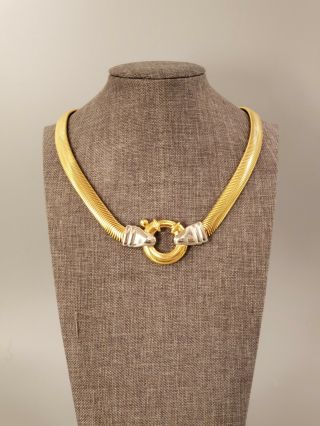 Signed Agatha Paris Vintage Choker Necklace Gold Silver Tone