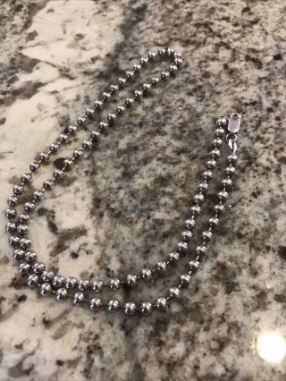 Vintage Bead / Ball 20” Chain Link 925 Sterling Silver Necklace 17.  25 Grams