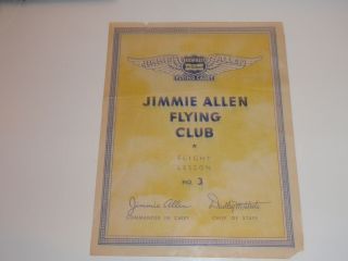 Vintage 1934 Jimmie Allen Flying Club Richfield Oil Premium Flight Lesson 3