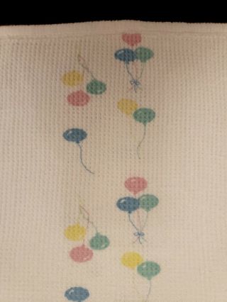Vintage Baby Morgan Balloon Receiving Blanket Cotton Thermal Waffle Weave