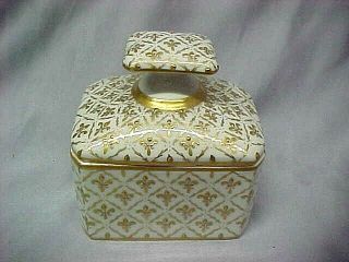 Vintage Le Tallec Limoges France Porcelain Fleur De Lis Trinket Box Signed Ec Fs